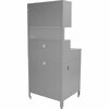 Global Industrial 34-1/2W x 30D x 80H Cabinet Shop Desk with Pigeonhole Riser, Pegboard & Upper Cabinet, Gray 249692GY